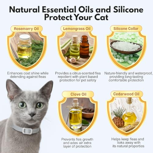 Natural Flea and Tick Collar for Cats – 4 Pack, 8 Months Long-Lasting Protection, Waterproof, Adjustable Size for Kittens and Adult Cats #1