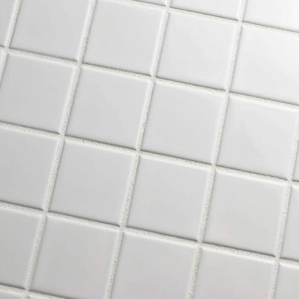 Tenedos Matte Finish Square 2x2 Porcelain Mosaic Tile on Mesh Mount for Kitchen Backsplashes, Bathroom Shower Floor, Spa, Pool (White, 5 Sheets)