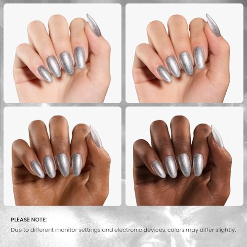 Image of Beetles Silver Gel Nail Polish Glitter Gel Polish Shell Swirl Thread Drawing Effect Mermaid Shimmer Soak Off UV LED 15ml Gifts for Women Silver Dance Floor