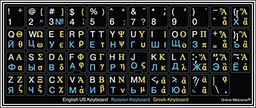 Calcomanía para Teclado Online-Welcome ruso griego inglés miniatura 1