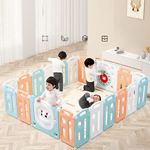 SALALIS Valla de Juego para Bebés en Casa, Almacenamiento Plegable de Alta Estabilidad para Seguridad, Centro de Actividades, Valla para Parque Infantil, Material Plástico (10+2)