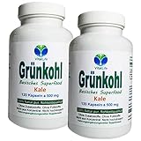 GRÜNKOHL Vitalstoff Champion & Superfood 240 (2x120) basische Kohl Kapseln - Vitalstoffe & Ballaststoffe. Verdauung - Darmflora - Diät - Entgiftung. NATUR pur. OHNE ZUSATZSTOFFE. 26695-2