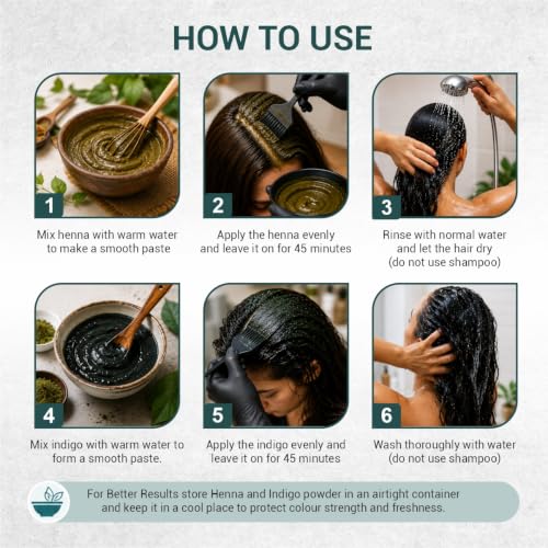 Image of Herbs Organic Indigo Powder, Natural Hair Color, Chemical Free, 200g | Indigofera Tinctoria Plant-Based Colorant, Dye for Black Hair, No Added Preservatives, Finely Sifted, Scalp Health