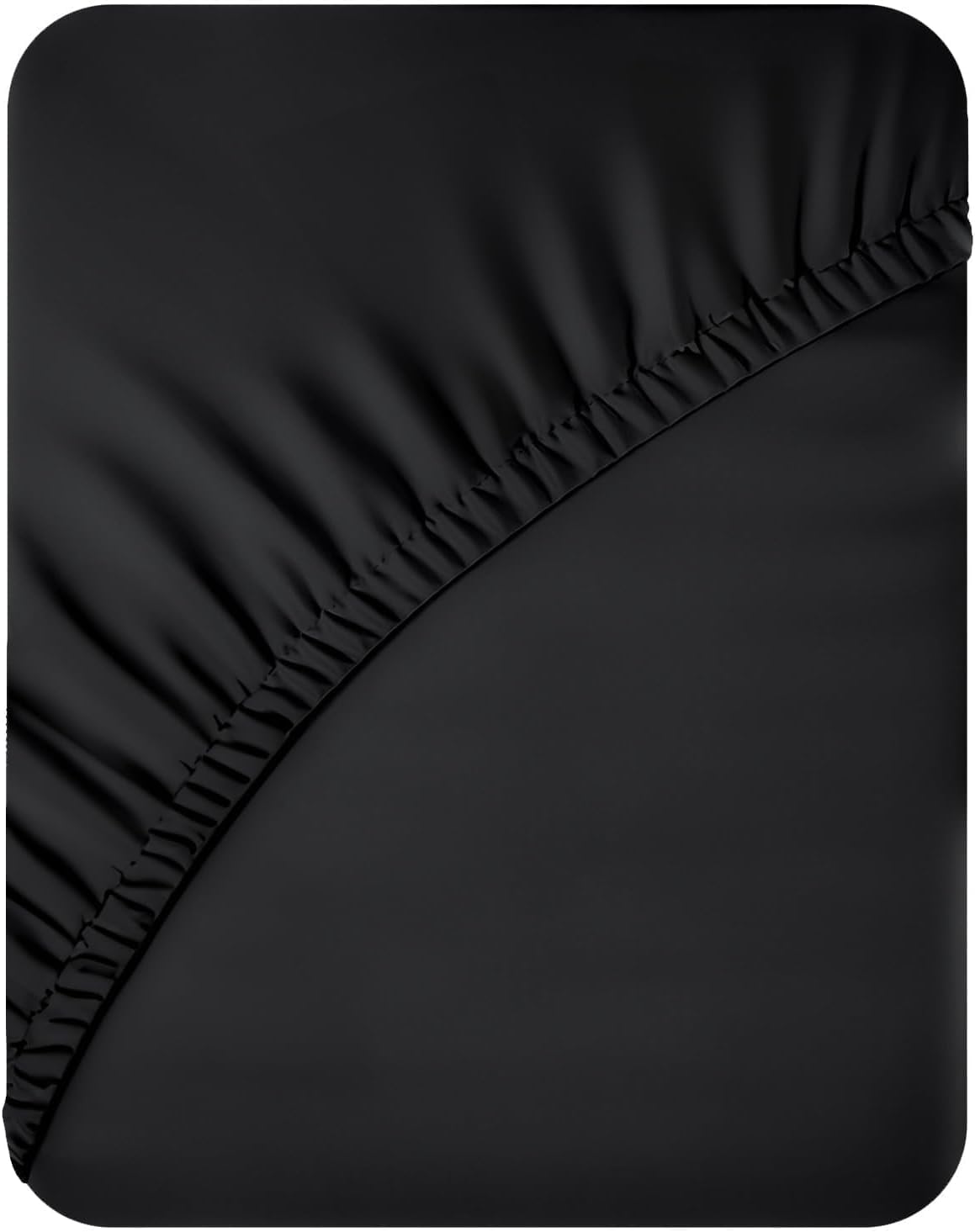 MR&MH 1800 Brushed Microfiber Black Double Fitted Sheet – 100% Brushed Polyester – 90 GSM – Extra Deep 40cm Pocket – Super Soft, Wrinkle-Free, Easy Care Bedding