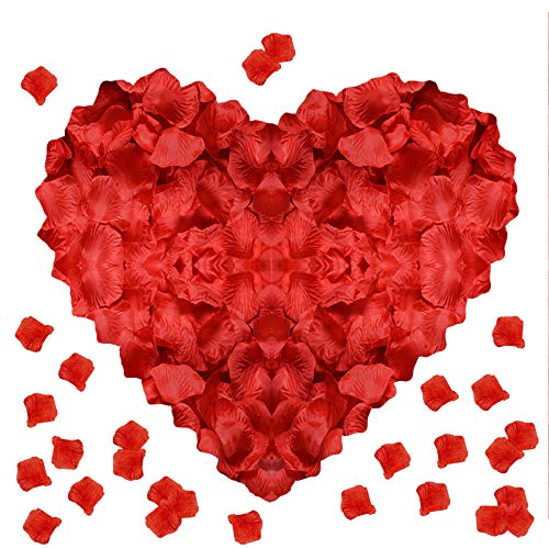 Image of 1000PCS Fake Rose Petals for Romantic Night Romantic Festive Atmosphere Creation for Marriage Proposa Wedding Valentine's Day Decoration Party Activities(Red)