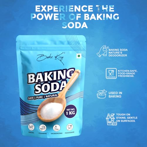 Image of BAKE KING Soda 1kg, Pure & Versatile for Baking, Cleaning, and Deodorizing | Food-Grade Sodium Bicarbonate | Baking, Cooking & Cleaning | Cleaner for Kitchen soda 1kg