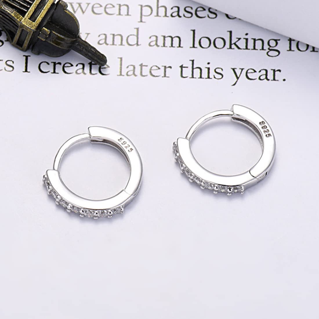 Orecchini a cerchio in argento da donna, 3 paia di orecchini a cerchio, ipoallergenici, piccoli orecchini a cerchio 10 mm