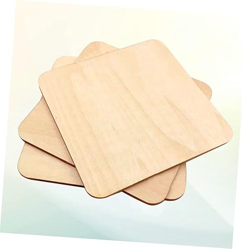 Miniatura 7 de TEHAUX 50 piezas de 1.575 in de madera natural rebanadas cuadradas DIY piezas planas para decoración de manualidades