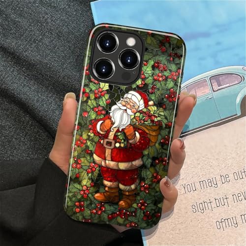 Akinmi Case for iPhone 15 Pro,Wild Fruit Christmas Santa Claus Exquisitely Pattern Double Protective Phone Cover Cases Soft Silicone for iPhone 15 Pro - image 5