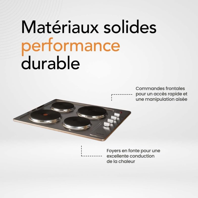 PLAQUE DE CUISSON ÉLECTRIQUE INOX 4 FEUX 5500 W| BELDEKO