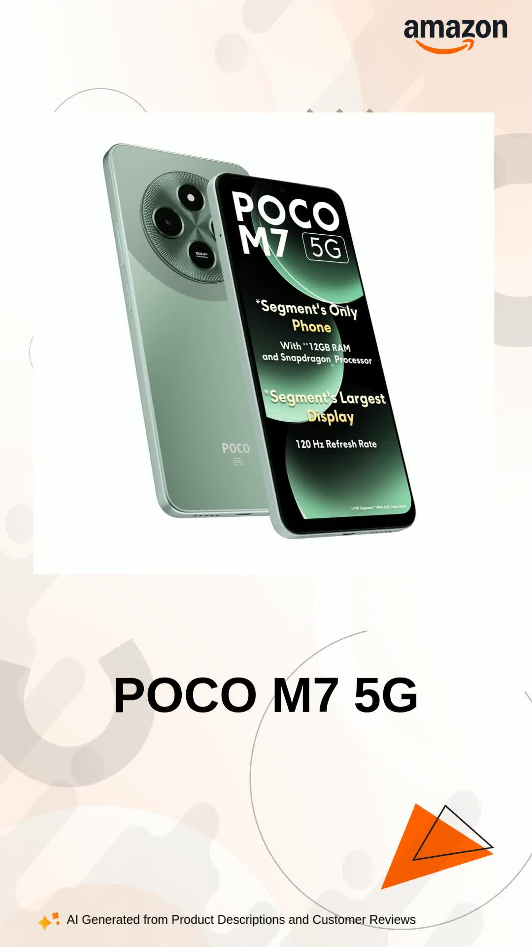 Poco M7 5G Mint Green 6GB RAM|128GB ROM|SD4 Gen2 Processor|6.88