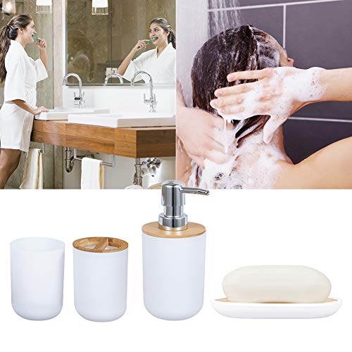 ZEENEEK Bathroom Accessories Set, 6pcs Bathroom Accessories Toothbrush Holder, Toothbrush Cup, Soap Dispenser, Soap Dish, Toilet Brush Holder,Trash Can, for Home, Apartment, Dormitory etc - Thumbnail 6