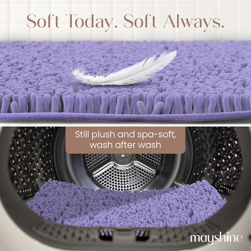 Image of MAYSHINE Plush Shaggy Chenille Bath Mat | Extra Soft, Super Absorbent, Non-Slip Bathroom Rug | Fluffy Microfiber, Area Rug Sets for Bathroom Floor, Kitchen, Living Room | 47 inchx27 inch | Lavender