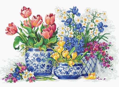 B2386 Spring Flowers - Cross Stitch Kit Luca-S, Mehrfarbig