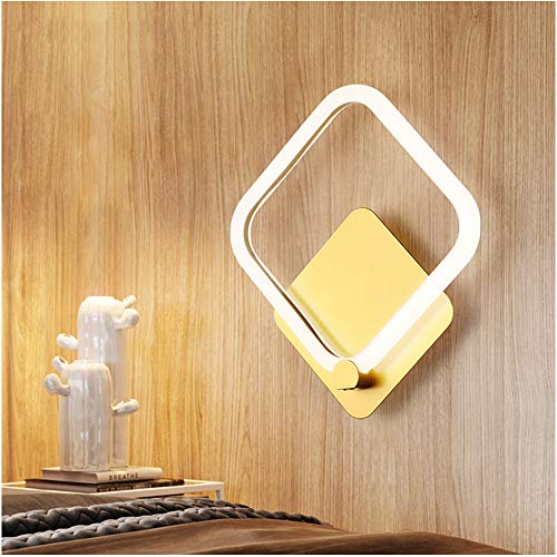 Wyxy Aplique de pared moderno LED para interiores Aplique de pared cuadrado minimalista 14 W tira LED decoración artística de metal iluminación de pared blanca cálida 3000 K para habitación d