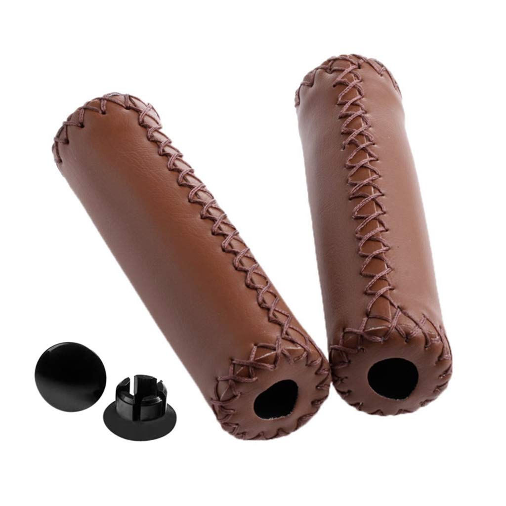 Poignées De Guidon En Cuir Cousues Main – Pour VTT, Vélo Route, BMX – Lot De 2