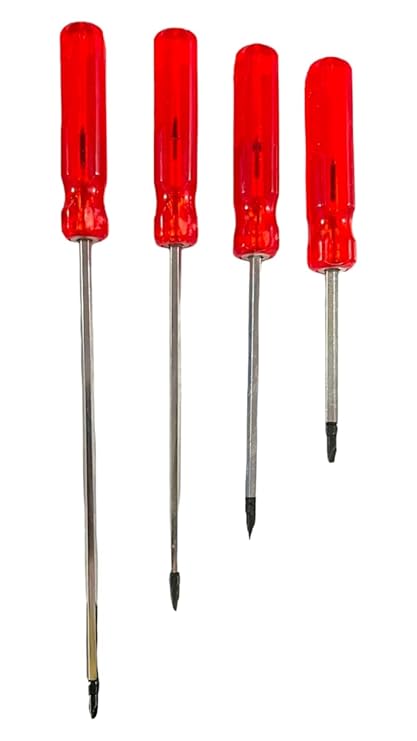 Gadariya King 4 Pcs Screwdriver Tools Kit Set | 2 in-1 Reversible Magnetic & Hardened | Spanner Screwdriver Bit Small Machin | Electric Screwdriver (Red, 4 Inch, 6 Inch, 8 Inch, 10 Inch)
