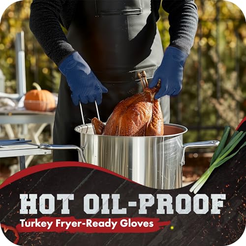 Image of KITCHEN PERFECTION Silicone Smoker Oven Gloves -Extreme Heat Resistant BBQ Gloves -Handle Hot Food Right on Your Smoker Grill Fryer Pit|Waterproof Oven Mitts Grill Gloves |Superior Value Set+3 Bonuses