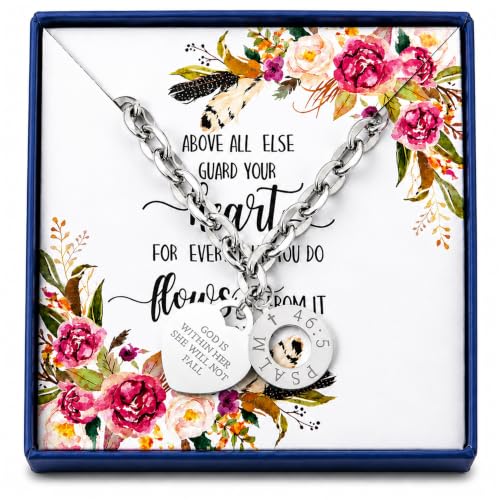 Image of JUPPE Silver Titanium Steel Engraved Bracelet Personalized Proverbs 4:23 Bangle Gift for Women Girls