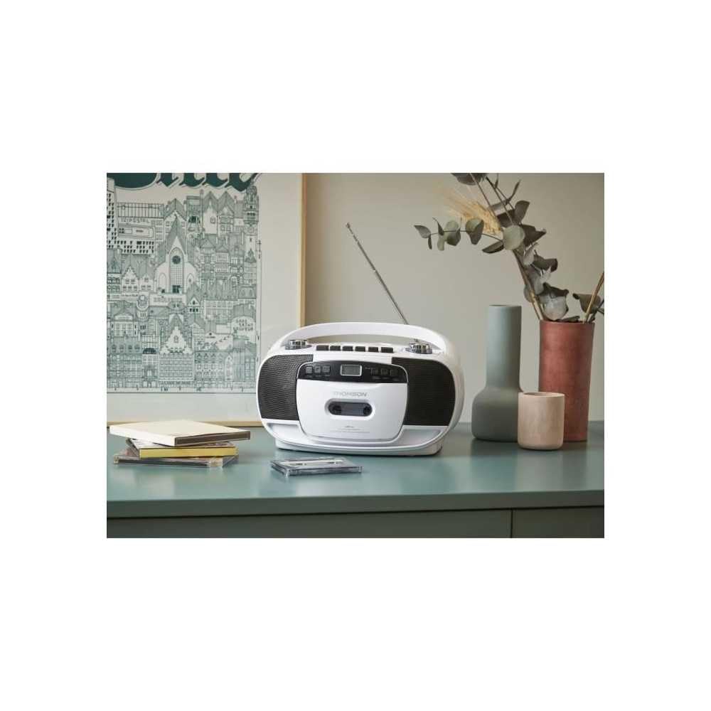 Lecteur radio cassette et CD portable - THOMSON - RK201CD - Blanc