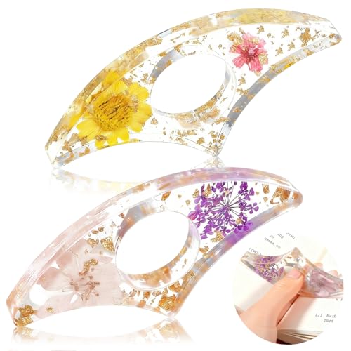 OLLBIT Dried Flower Bookmark 2-Pack with Thumb Holder