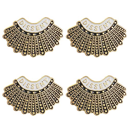 BELLA-Bee I Dissent Pins RBG Dissent Collar Brooch Pins Gold Pleated 2-4 PCS/Set Skirt Lapel Badge Pins Jewelry (4PCS Gold)
