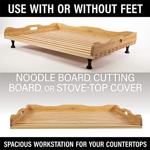 Prosumer’s Choice Bamboo Large Cutting Boards Stovetop Cover With Side Handles & Legs | Chopping Board With Juice Grooves For Cutting Meat & Veggies | Glass Top Stove Cover| Cooktop Protector #TOP2