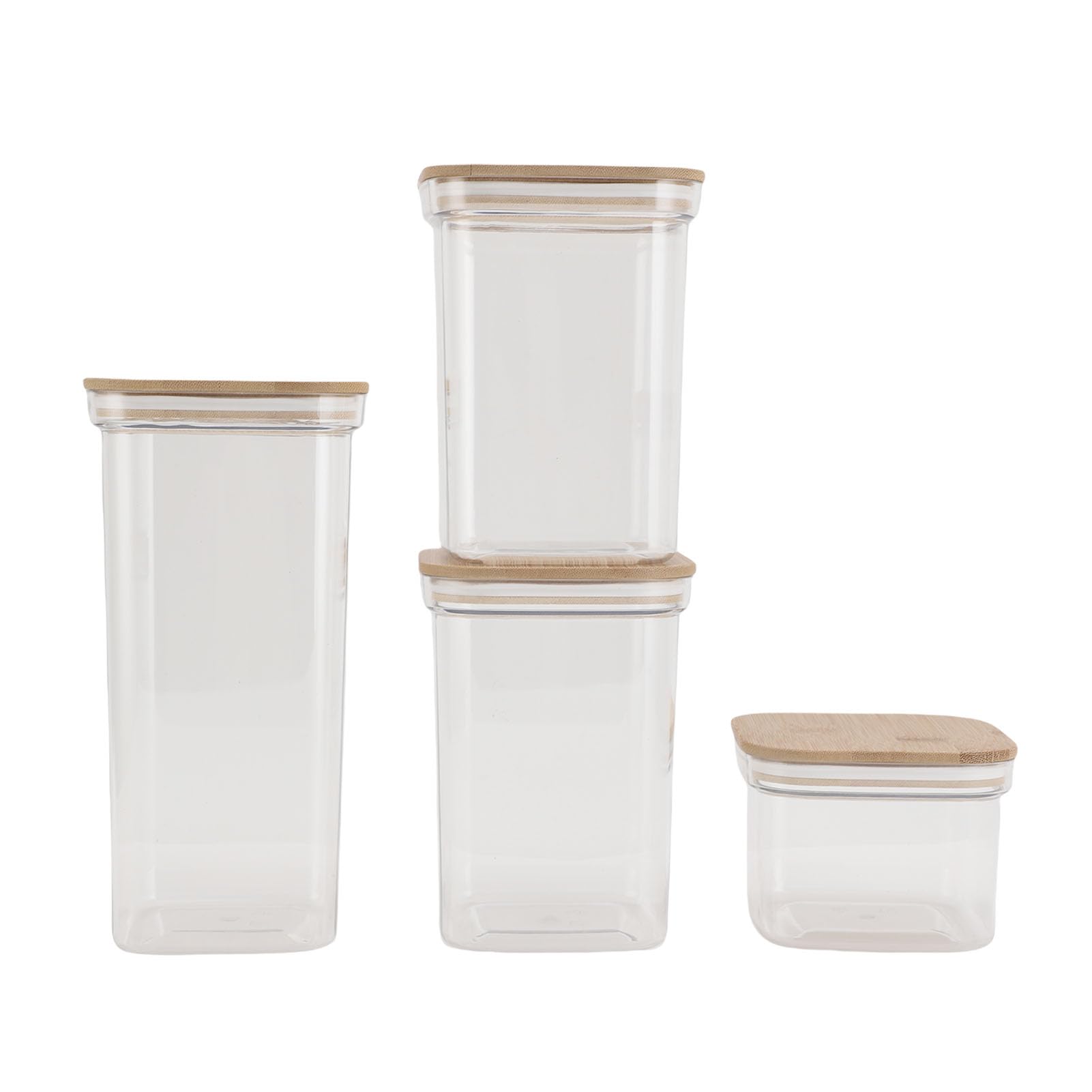 Zunate Luftdichte Vorratsdosen für Lebensmittel mit Bambusoideae-Deckeln für die Organisation in der Küche, Quadratische, Durchsichtige Kanister, 6er-Pack (8 Packungen 2000 ml x 1 + 1300 ml x 2 +