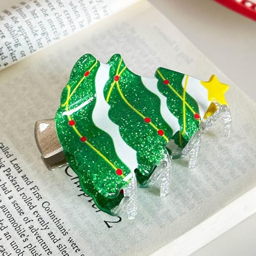 Pinza para cabello diseño árbol de Navidad verde miniatura 3