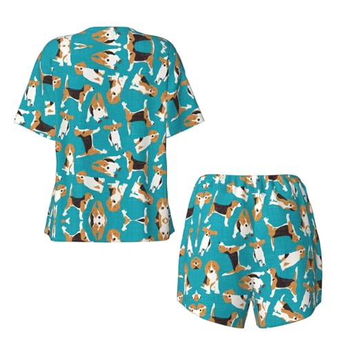 Pijama de 2 piezas para mujer con pantalones cómodos estampados 6