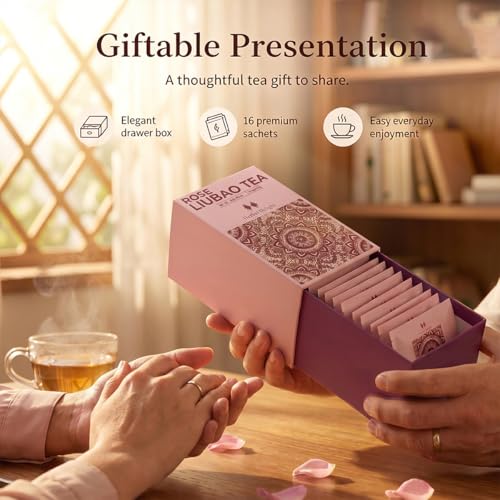 Rose Herbal Tea Sampler Gift Set for Women, Caffeine-Free, 16 Teabags — view 6