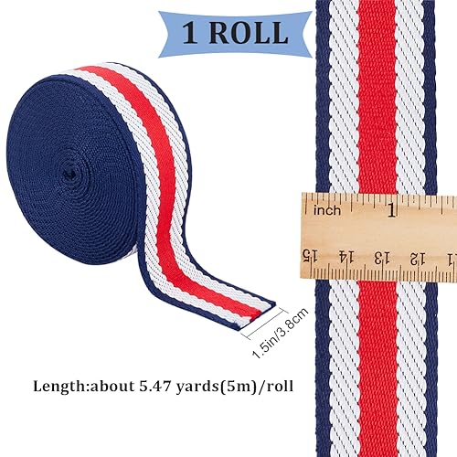 GORGECRAFT 5m Tricolor Ribbon Cotton Webbing Strap Black White and Red Stripe Grosgrain Ribbon Double Face Polyester Colorful Ribbon for Crafts DIY Gift Package Wrapping Clothing Accessories - Image 2
