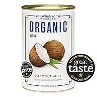 Eat Wholesome Organic Coconut Milk, 400ml (Pack of 4) - For Cooking & Baking, Vegan, 100% Natural, Just Coconuts & Water