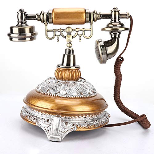 Bindpo Antique Landline with Caller ID,IDS-8675D Resin & Metal Old Fashioned Retro Corded Phones Support FSK/DTMF Dual System for Home Hotel Office Decor