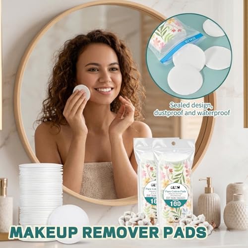 Image of GLUN 500 Piece Makeup Remover Puff, Cleaning Sponge Makeup Remove Pads for Body, Face Cleansing Tool for Beauty & Cleaning