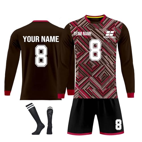 Genérico Camiseta de Portero Personalizada para Hombres, Mujeres, niños, niñas con Nombre, Logotipo del Equipo y Camiseta de Portero de fútbol Personalizada