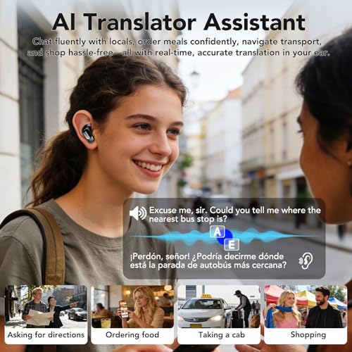 Image of MINISO MS105 AI Translation Earbuds Real Time, Translator Earbuds Support 134 Languages with APP, Bluetooth 6.0 Translator Headphones Compatible with iOS & Android, for Travel Business