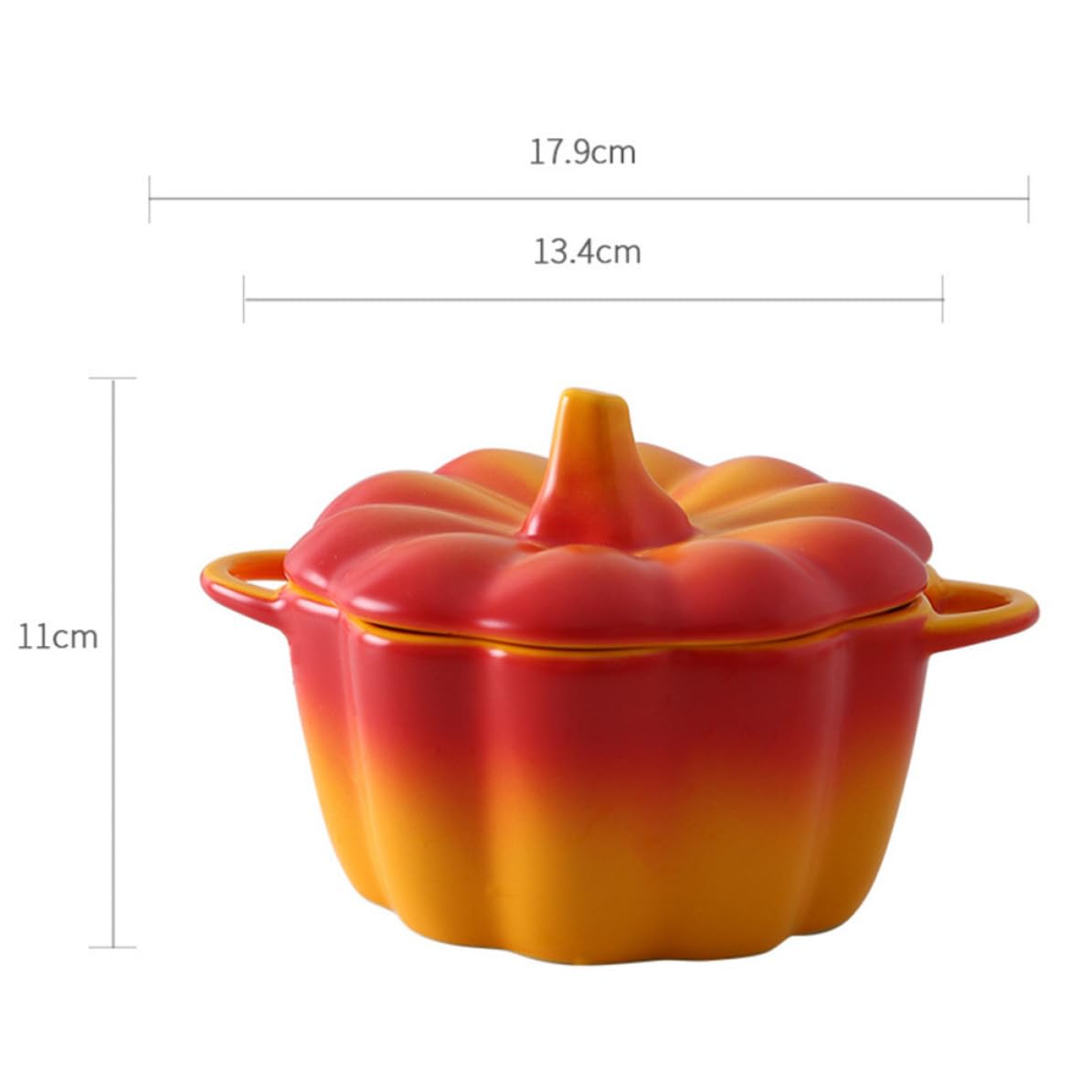 ABOOFAN Cuenco de Cerámica con Forma de Calabaza y Tapa para Mantener Frescura, Tazón Creativo para Servir Sopa y Postres en Navidad o Regalos