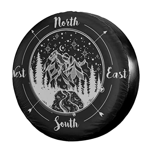 Foruidea Compass Spare Tire Cover Dust-Proof Wheel Tire Cover Fit Trailer, RV, SUV and Many Vehicle (14, 15, 16, 17 Inch)