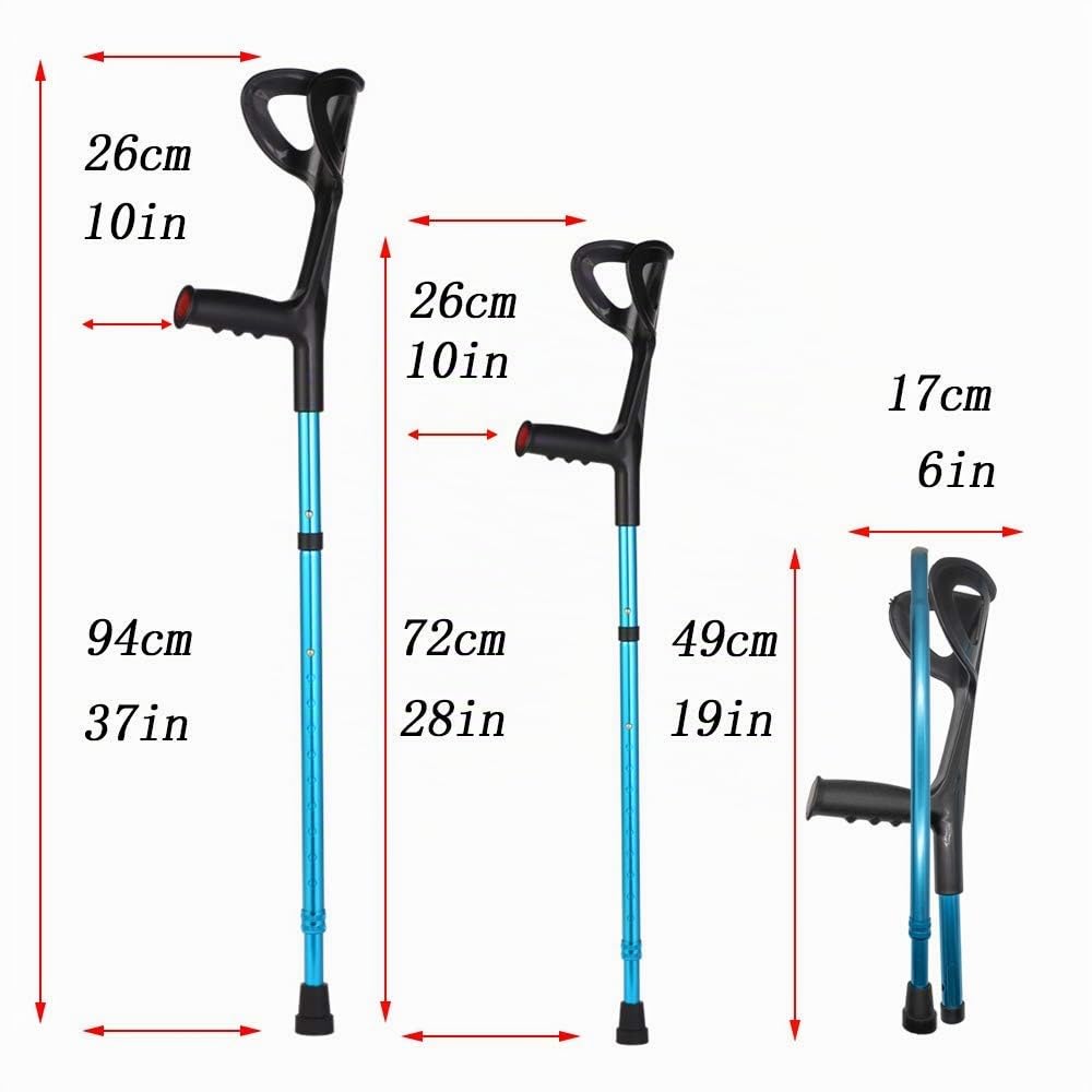 Bastón de Aluminio, Muletas Plegable portátil Apoyo para Antebrazos, Regulable en Altura