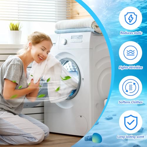 Image of 600 Count Dryer Sheets Bulk Fabric Softener Ocean Breeze Scent Dryer Sheets Naturally Softens and Removes Static Cling, Ideal for Large Households, Sensitive Skin