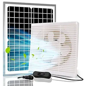 SUN ENERGISE Solar Powered Exhaust Fan Pro, 25W Waterproof Solar Panel + 8 Inch Shutter Exhaust DC Fan, Wall Mount Ventilation & Cooling Vent for Greenhouse, Shed, Garage, Attic, Barn, Workshop