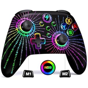 Wireless Switch Controller for Nintendo Switch/Lite/OLED, RGB Switch Pro Controller support iOS/Android/Windows PC, Switch Remote Gamepad with Programmable Macro/Turbo/Motion Control/Vibration/Wake Up