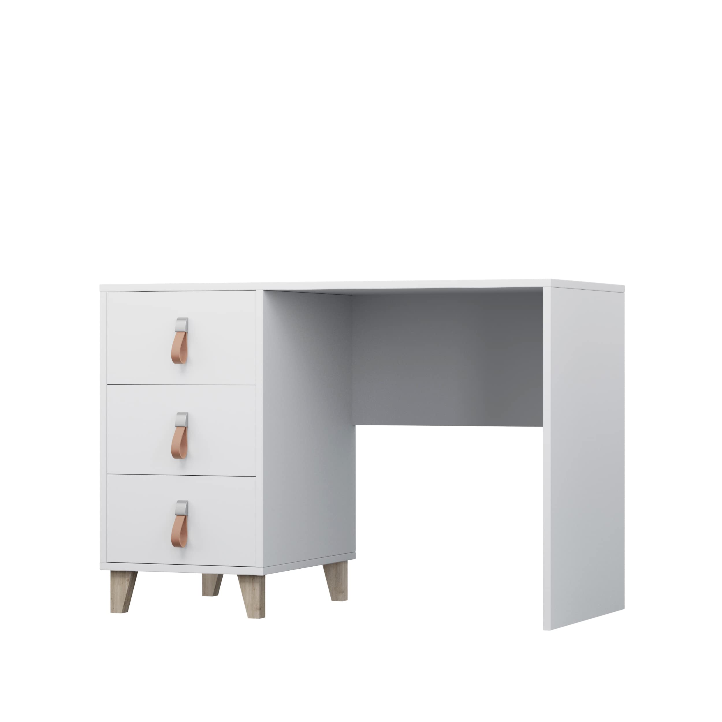 Fabryka Mebli Idźczak Kinderzimmer-Set Figo - Eleganter Schrank für Kinder, Kommode, Schreibtisch, Wandregal - Skandinavischer Stil, Modern Design - Weiß