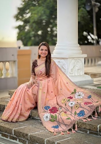 Image of SGF11 Women's Soft Cotton Linen Silk Saree With Blouse Piece