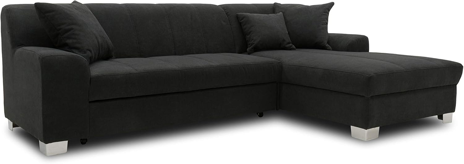 DOMO. collection Divano angolare Capri, divano a forma di L, divano ad angolo, divano ad angolo, 239 x 152 x 75 cm (larghezza x profondità x altezza), nero