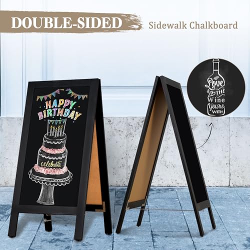 Image of Double-Sided Magnetic 40 inch x 20 inch Black Chalk Board Sign Board | Wooden A-Frame Sign, Sandwich Board Signs Outdoor, Chalkboard Easel, Menu Board for Restaurant, Business or Wedding