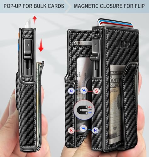 Airtag Wallet for Men,with Money Clip 10 Cards Metal Case Smart Slim Pop Up Credit Card Holder Flip with Magnetic Closure RFID Blocking Wallet with Gift Box3