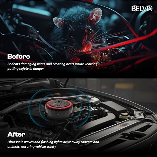 Image of Ultrasonic Rat Repellent for Car & Home - 12V Anti Rat Device for Car Engine with Dual Power, Ultrasonic Rodent Deterrent, Rat Protection Device, Safe Chemical-Free Car Rat Repellent System