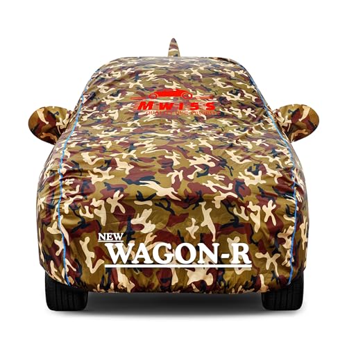 Image of Waterproof Car Cover for Maruti Suzuki Old WagonR | Dustproof, UV & Scratch Resistant Soft Cotton Lining | Triple Stitched, Mirror Pockets & Elastic Hem | Jungle